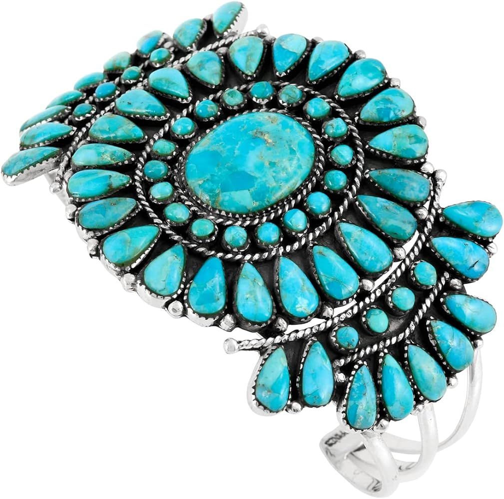 Turquoise Bracelet Sterling Silver 925 Genuine Turquoise | Amazon (US)