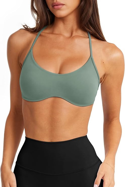 LASLULU Womens Sexy Y Back Sports Bra Padded Racerback Spaghetti Strap Workout Yoga Gym Athletic ... | Amazon (US)