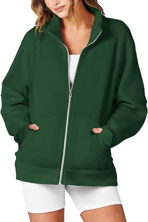 Caracilia Women's Oversized Sweatshirts Long Sleeve Zip Up Fashion Trendy Sweatshirt Jackets Pull... | Amazon (US)