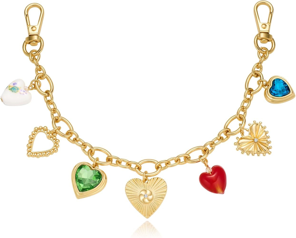 Keychain for Women With Red Rhinestones Trendy Gold Bag Heart Charms Key Pendant Trendy Purse Cha... | Amazon (US)