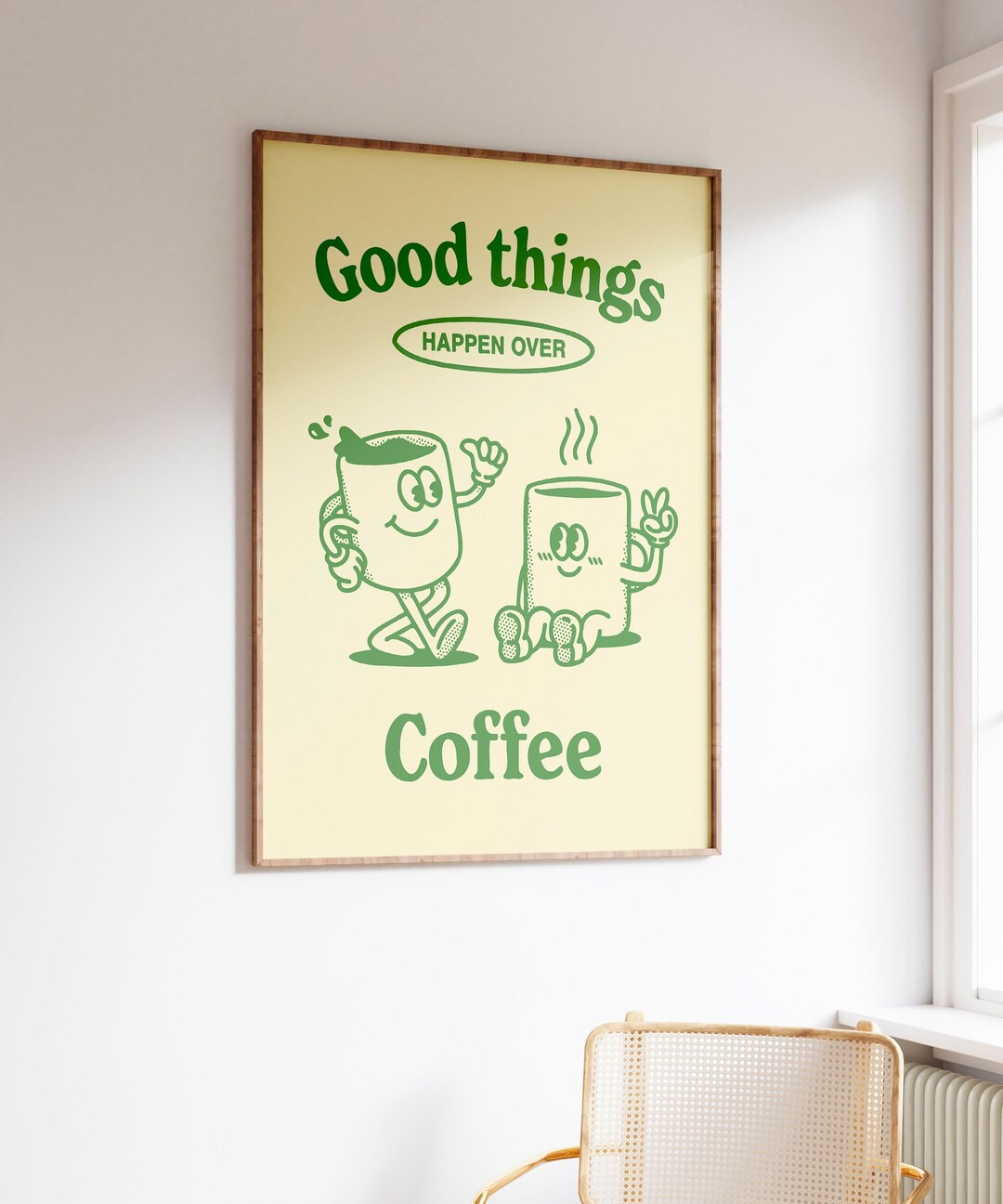 Retro Coffee Poster, Aesthetic Kitchen Decor, Green Wall Print, Retro Kitchen Decor, Printable Wa... | Etsy (US)