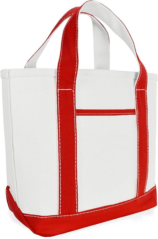 DALIX 14" Mini Small Cotton Canvas Party Favor Wedding Gift Tote Bag in Red White | Amazon (US)