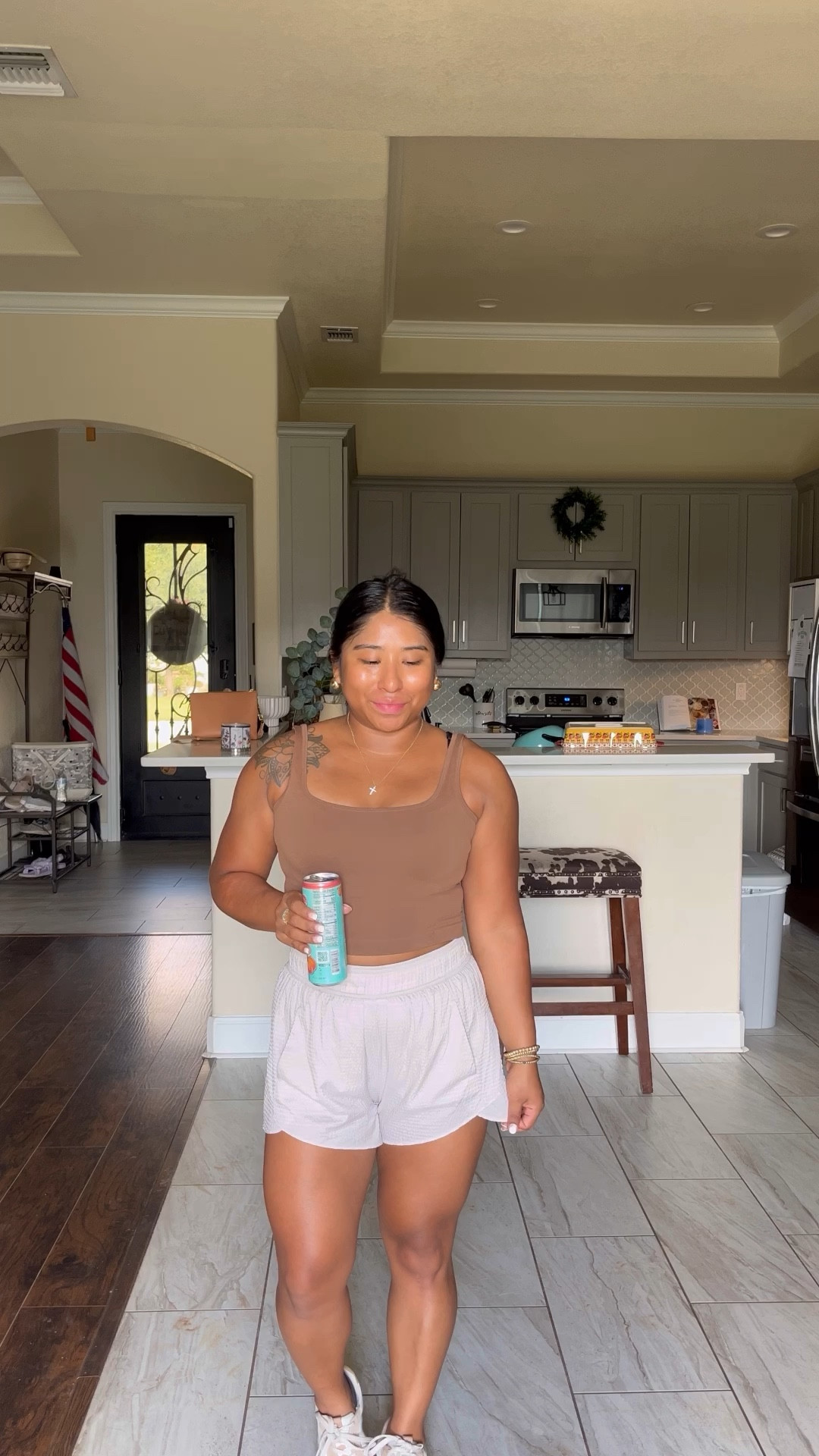 Affordable athleisure outfit! 
Top -small (would size up to a medium for more length)
Shorts-small
Sneakers (similar pair linked) -6 

#LTKMidsize #LTKFindsUnder50 #LTKStyleTip