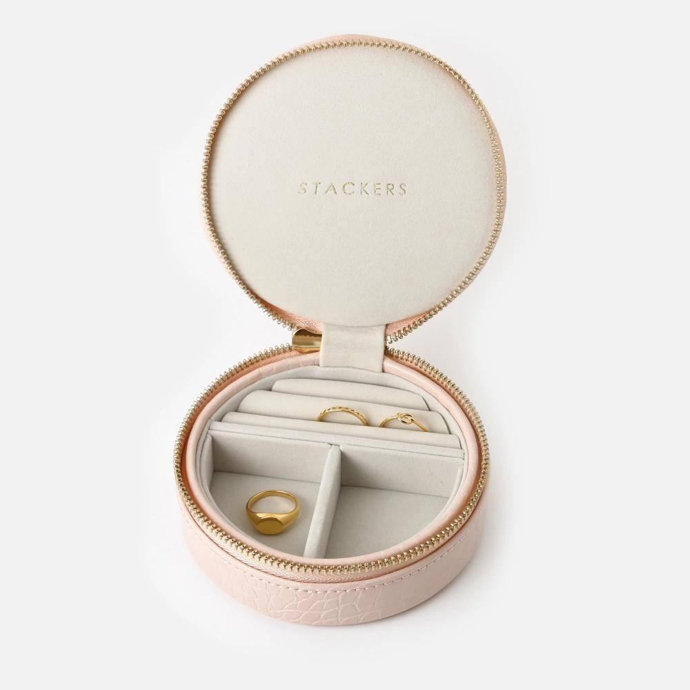 Stackers Round Travel Jewellery Case-Blush | Orelia London