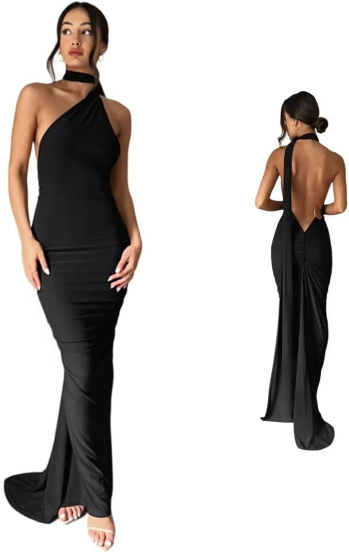 Women Sexy Backless Dress Open Back Dress Cocktail Maxi Dress for Women | Amazon (US)