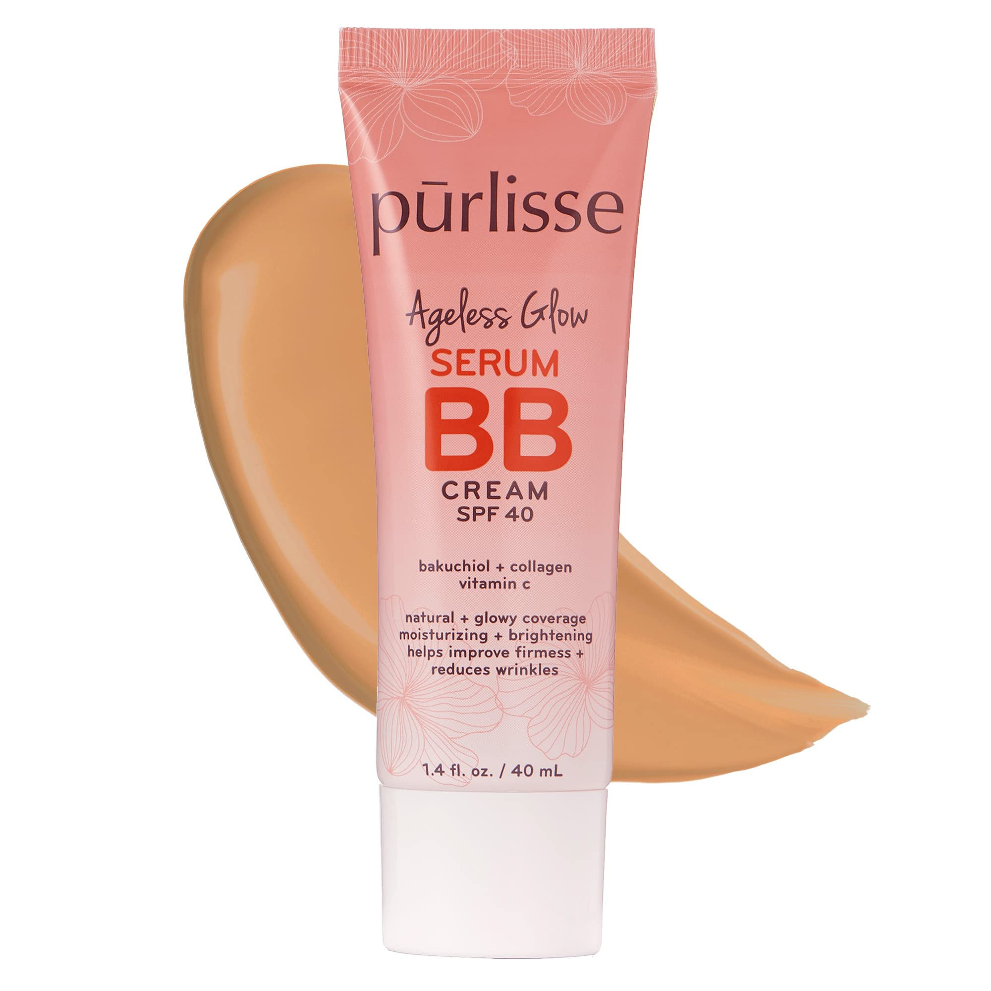 Purlisse Ageless Glow Serum BB Cream SPF 40 - Glow BB Cream with SPF Enriched with Bakuchiol & Vi... | Amazon (US)