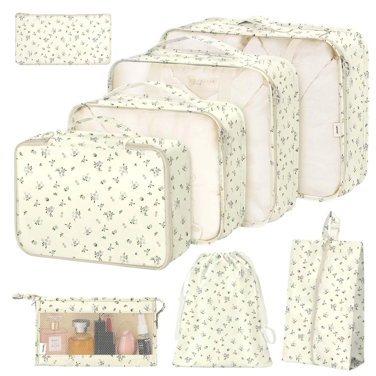 8 Set Packing Cubes for Suitcases, Packing Cube with Shoe, Cosmetics, Clothing, and Accessories B... | Amazon (US)