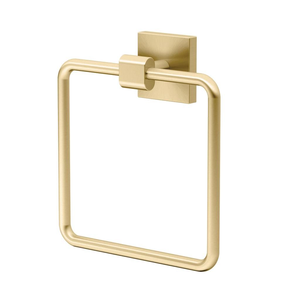 Gatco Elevate Towel Ring in Brushed Brass | The Home Depot