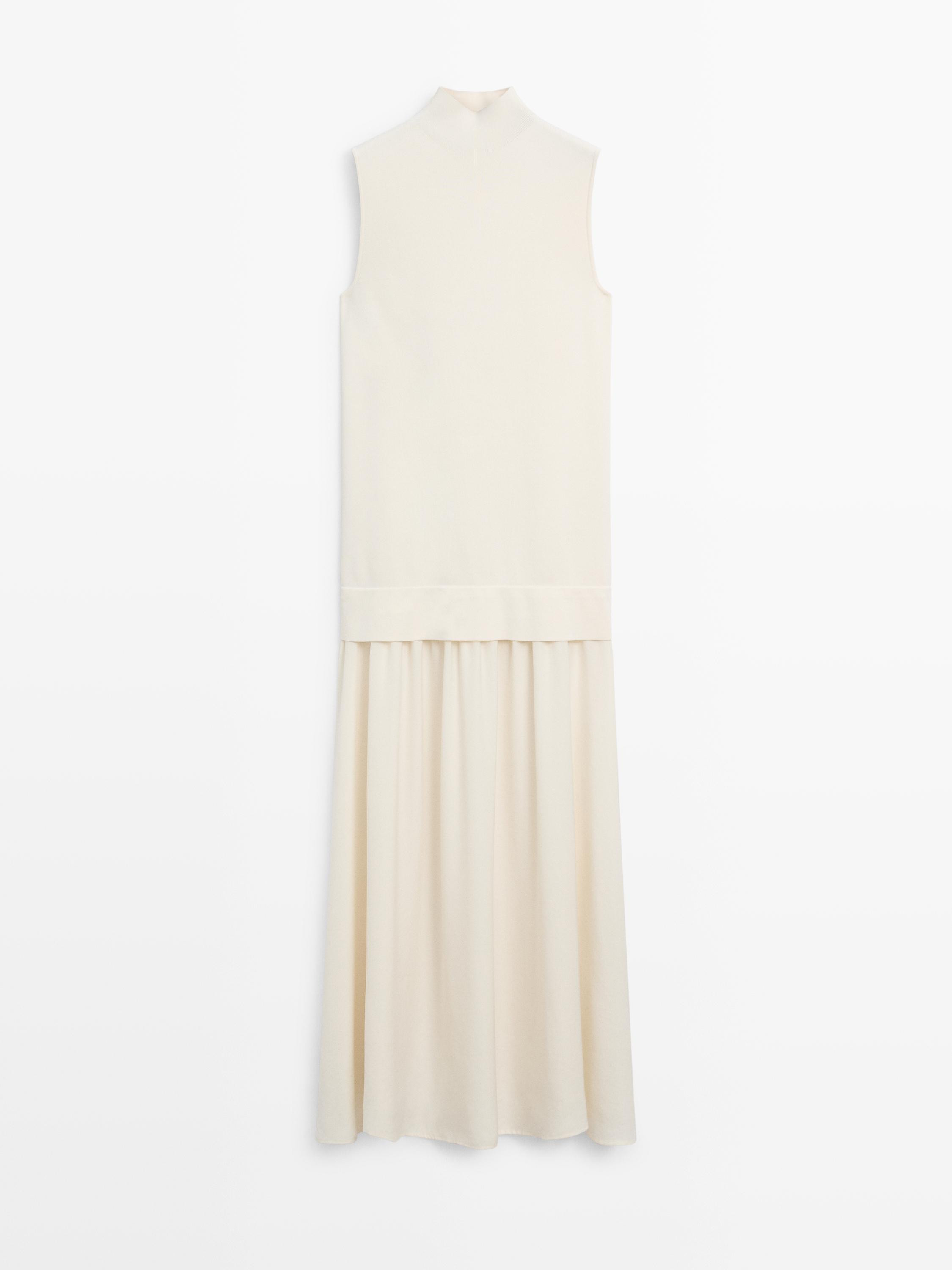 Midikleid aus kombiniertem Strick | Massimo Dutti DE