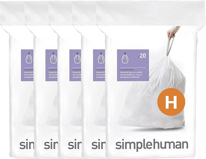 simplehuman Code H 100 Count, Dispenser Pack Custom Fit Liners, Drawstring Trash Bags, 30-35 Lite... | Amazon (US)