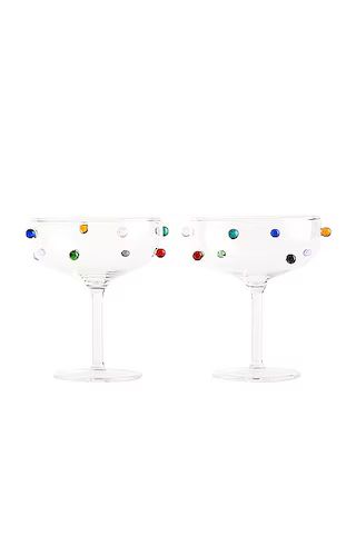 Maison Balzac Pomponette Coupes Set of 2 in Clear With Multi | FWRD | FWRD 