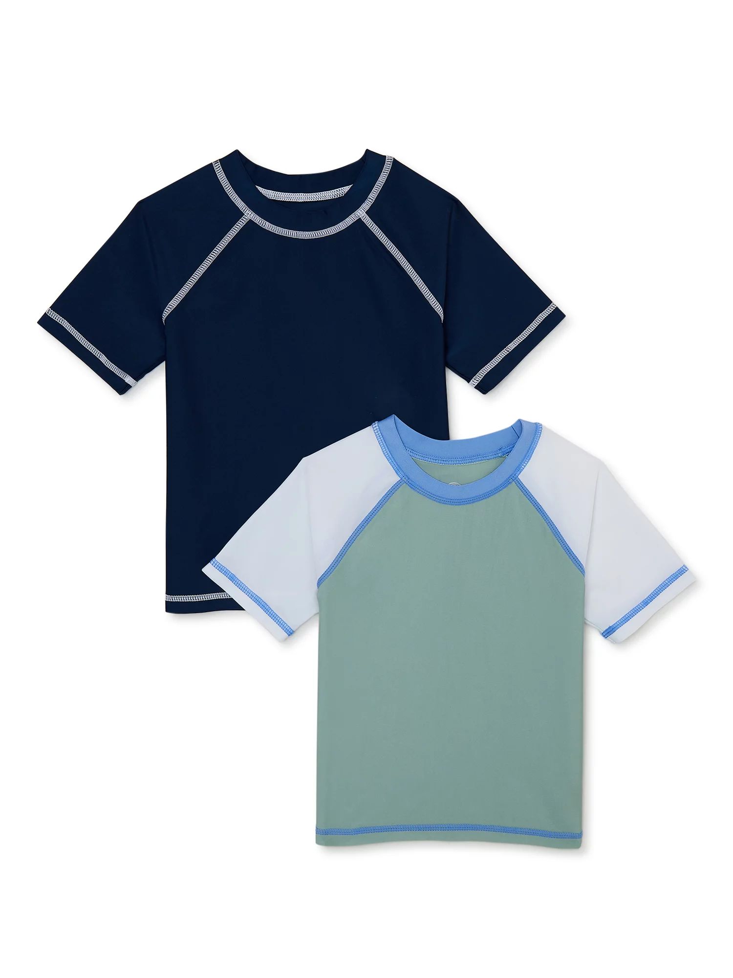 Wonder Nation Baby and Toddler Unisex Short Sleeve Rash Guard Tops, 2-Pack, Size 12M-5T | Walmart (US)