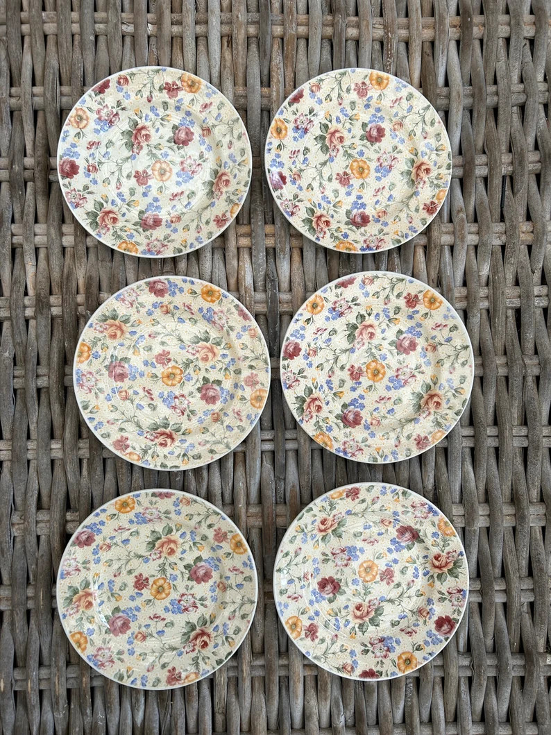 Churchill Rose Chintz Appetiser Plates or Small Side Plates Made in England Vintage Dinnerware Se... | Etsy (US)