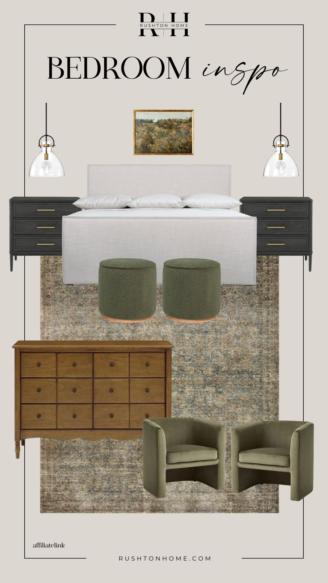 This green inspired bedroom is calm and cozy!! Also perfect for the holidays if you're looking to refresh!!

Bedroom furniture, bedroom design, bedroom decor, master bedroom, dresser,  bedframe, chest of drawers, 6 drawer dresser, bedside tables, nightstand, bedroom lamp, lighting, bedroom inspiration 

 #LTKHoliday #LTKHome