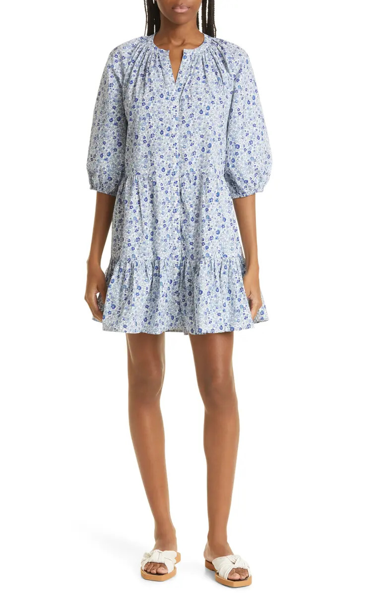 Mitte Floral Print Long Sleeve Organic Cotton Dress | Nordstrom