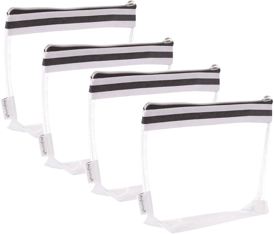 Multi-purpose Waterproof Clear Vinyl Zippered Toiletry Cosmetics Makeup Pouch With French Tape 4-... | Amazon (US)