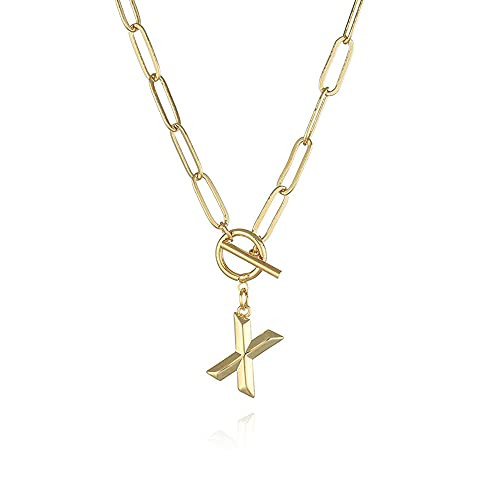 Amazon.com: Eben-Ezer Toggle Clasp Capital A-Z Initial Necklace for Women Hiphop Plated Brass Alp... | Amazon (US)