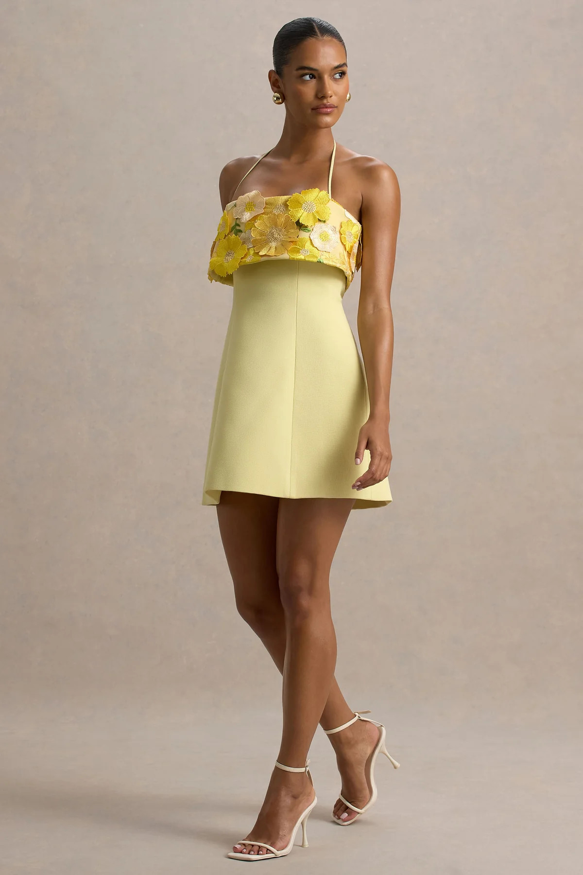 Shelley  Lemon Floral Bandeau Micro-Mini Dress | Club L London