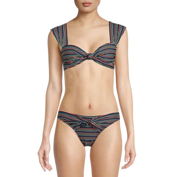 No Boundaries Junior's Lurex Rib Knit Bikini Top | Walmart (US)