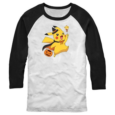 Men's Pokemon Halloween Pikachu Wizard  Baseball Tee - White/Black - 2X Large | Target