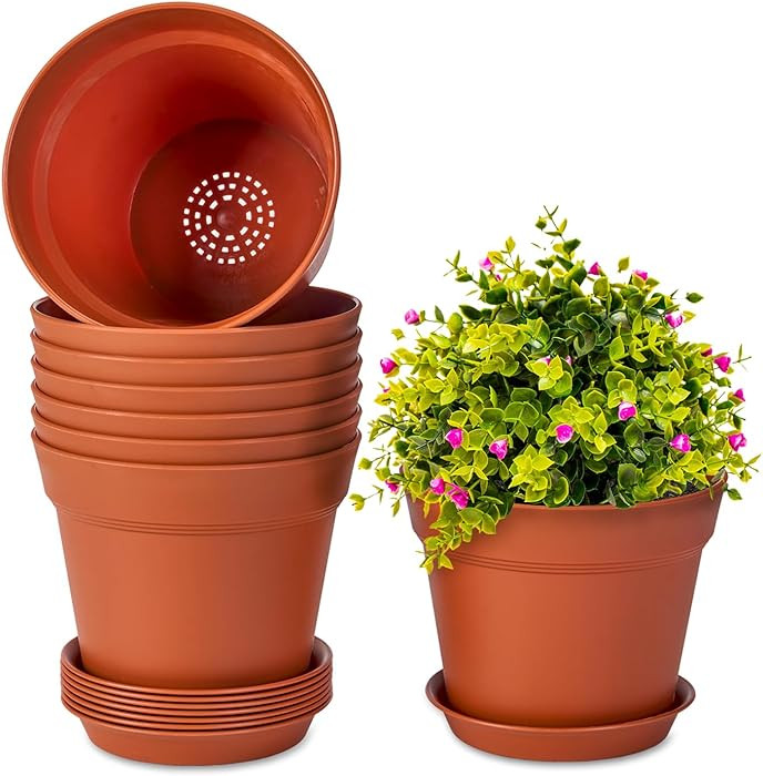 homenote Plant Pots,7.5 Inch Flower Pots for Plants Plastic Planters for Indoor with Multiple Dra... | Amazon (US)