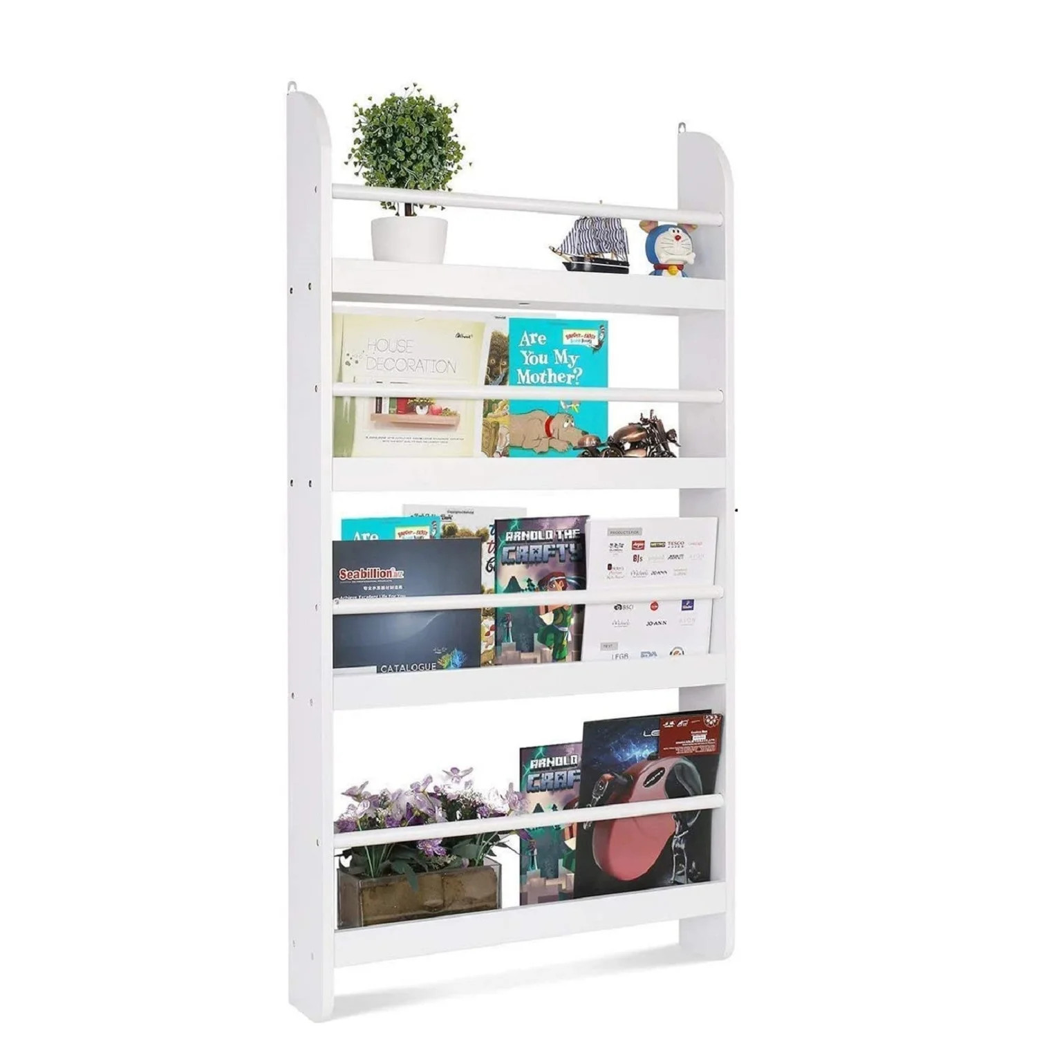 Homfa 4-Tier Bookshelf, Wall Mounted Floating Display Storage Shelves Bookcase Rack , Organizer S... | Walmart (US)