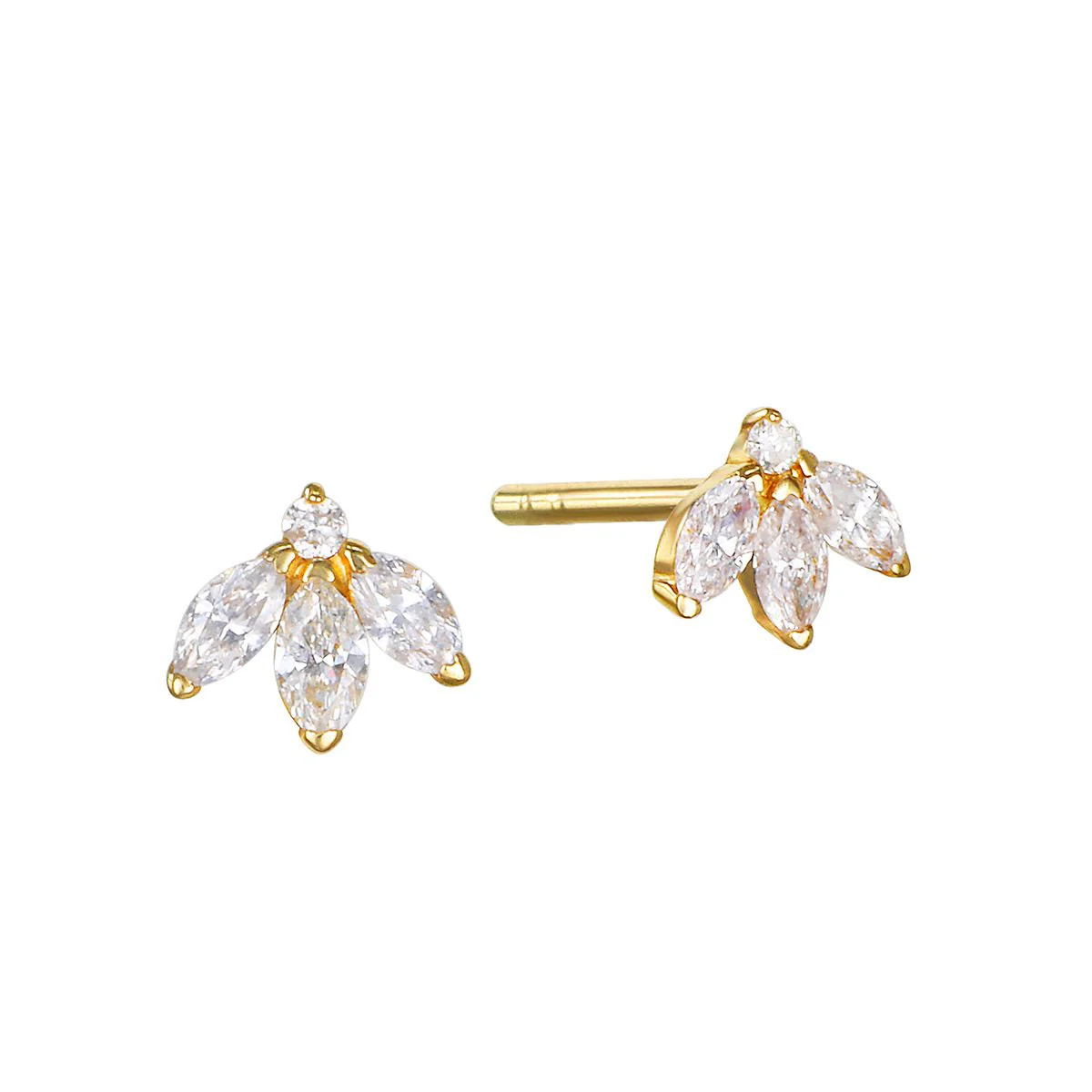 Lotus Flower Diamond 14kt Gold Stud Earrings | Satya Jewelry
