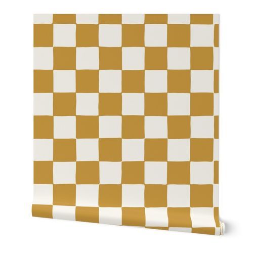 jumbo // Retro Checker Checkerboard in Golden Spice | Spoonflower