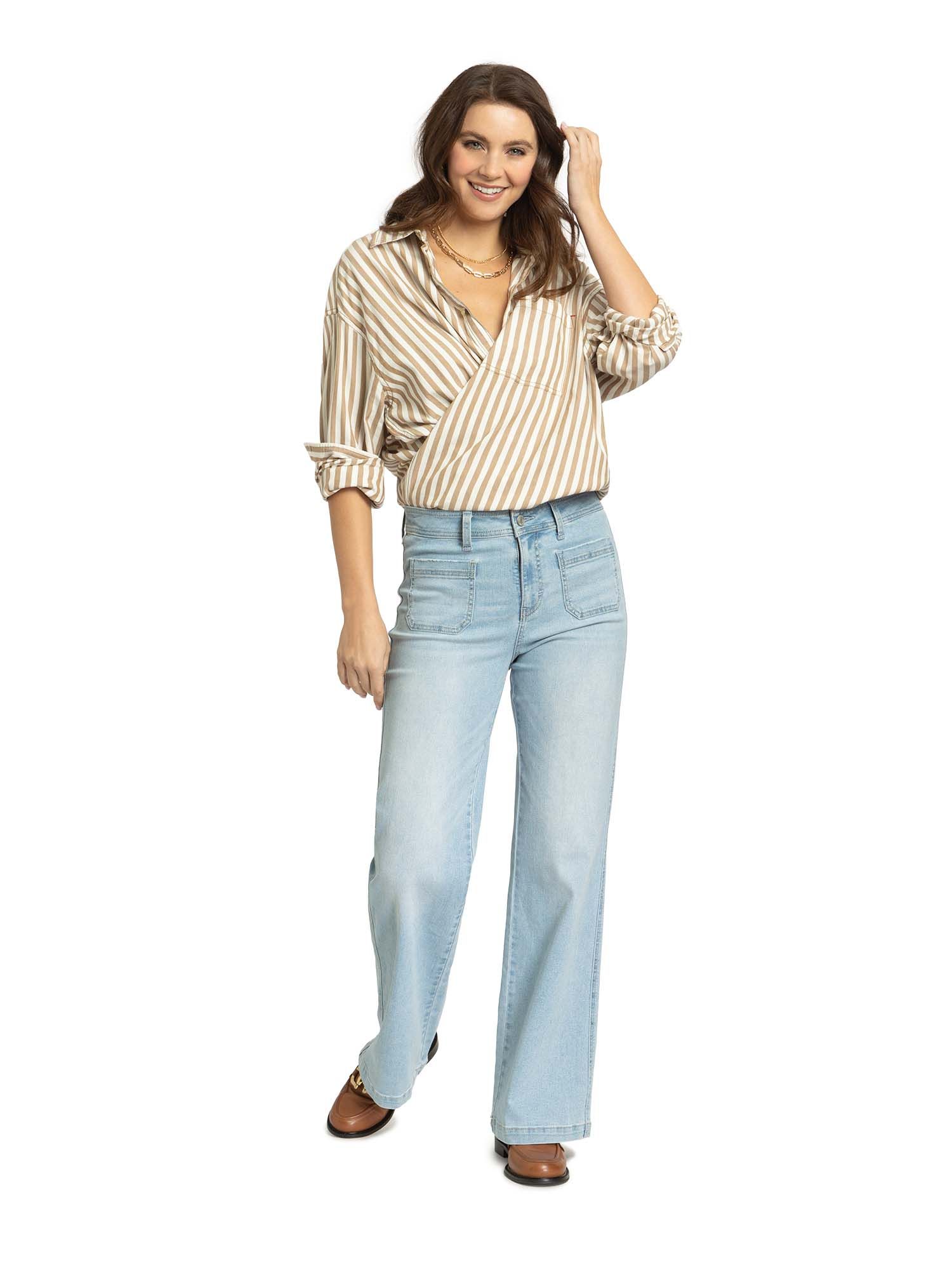 Jordache Women's High Rise Patch Pocket Wide Leg Jean | Walmart (US)