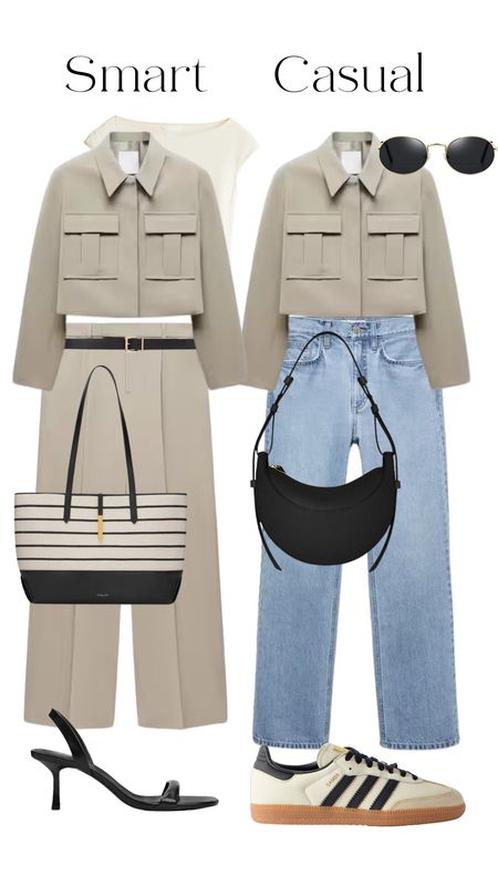 Jacket, jeans, white bodysuit, black crossbody bag, polene bag, Celine bag, loafers, spring outfit, spring fashion, casual outfits, smart casual outfits 

#LTKfindsunder100 #LTKstyletip #LTKworkwear