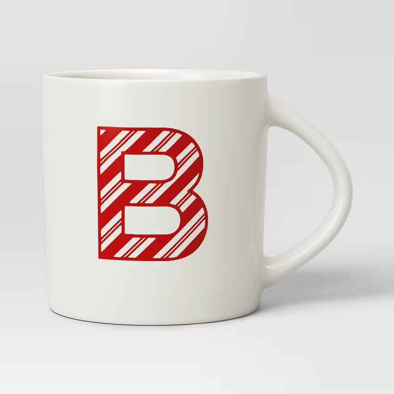 16oz Christmas Stoneware Monogram Mug White - Wondershop™ | Target