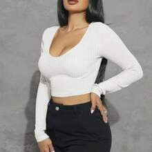 Scoop Neck Crop Tee | SHEIN