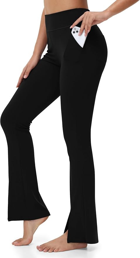 TQD Women's Yoga Pants High Waisted Flare Leggings with Pockets Bell Bottom Split Hem Pant Bootcu... | Amazon (US)