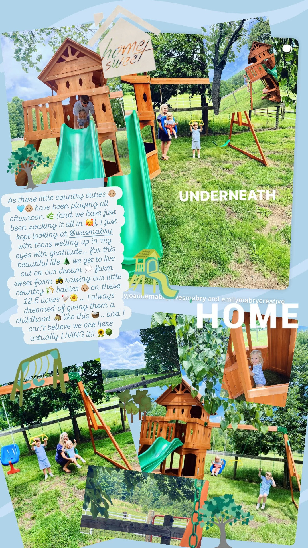 As these little country cuties 👶🏼🩵👶🏼 have been playing all afternoon 🌿 (and we have just been soaking it all in 🥰), I just kept looking at @wesmabry with tears welling up in my eyes with gratitude… for this beautiful life 🌲 we get to live out on our dream 💭 farm sweet farm 🚜 raising our little country 🌾 babies 👶🏼 on these 12.5 acres 🐓🌼 … I always dreamed of giving them a childhood 🐴 like this 🧺… and I can’t believe we are here actually LIVING it!! 🌻🌳