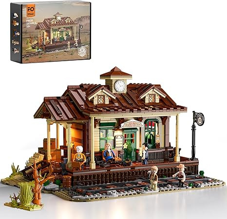 FUNWHOLE Wild West Train Station Lighting Building-Bricks Set - 1975 Pcs Collectible Train Playse... | Amazon (US)
