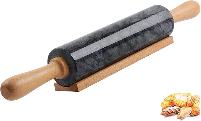 SIPARUI Marble Rolling Pin with Wooden Cradle Thick Handle Set for Baking,18.5 inch Premium Quali... | Amazon (US)