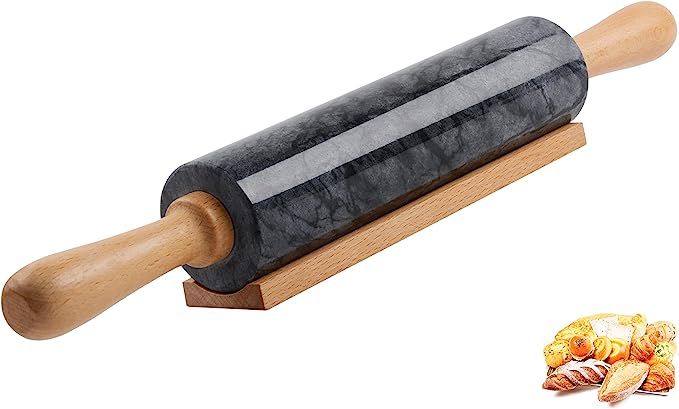 SIPARUI Marble Rolling Pin with Wooden Cradle Thick Handle Set for Baking,18.5 inch Premium Quali... | Amazon (US)