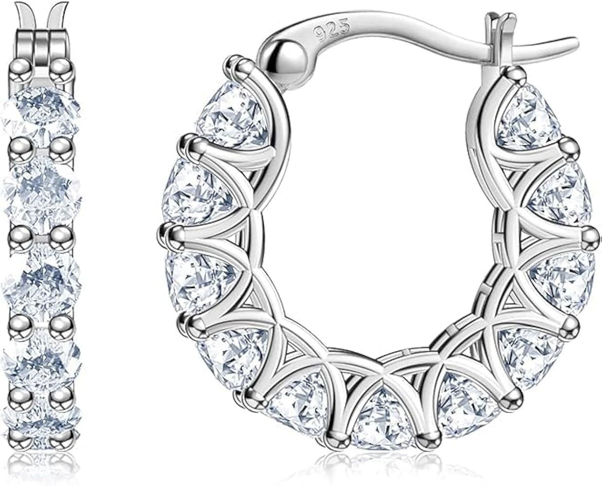 Sterling Silver Cubic Zirconia Hoop Earrings and 14k Gold Earrings, Hypoallergenic Diamond Huggie... | Amazon (US)
