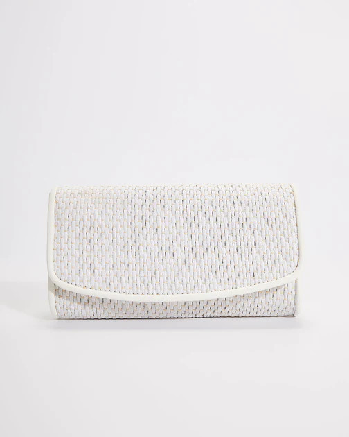 Mali Woven Crossbody Clutch Bag - Off White | VICI