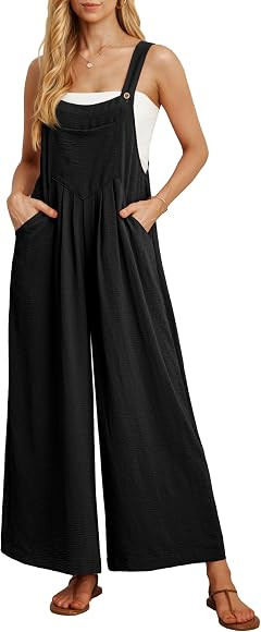 IWOLLENCE Jumpsuit for Women Wide Leg Overalls Women Dungarees with Adjustable Straps and Pockets... | Amazon (CA)