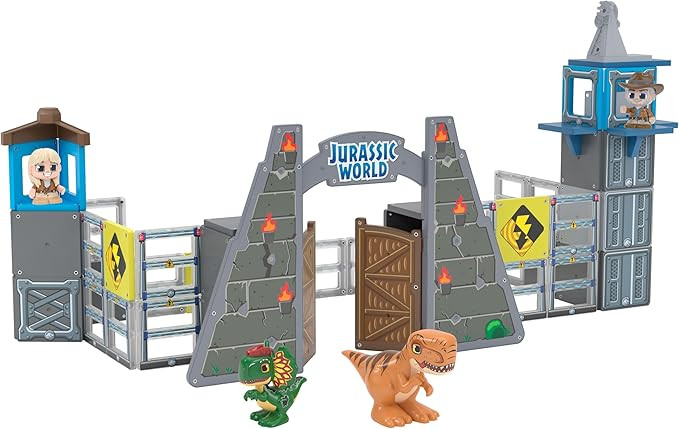 Tile Town Jurassic World Gate Escape Magnetic Tiles Set, 84 Piece Interactive Dinosaur STEM Toys ... | Amazon (US)
