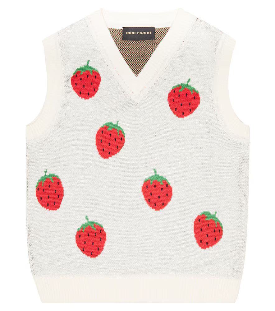 Mini Rodini Strawberry jacquard cotton sweater vest | Mytheresa (INTL)