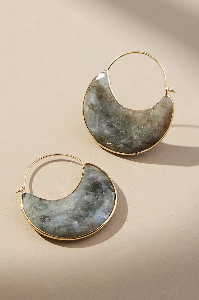 Crescent Stone Hoop Earrings | Anthropologie (US)