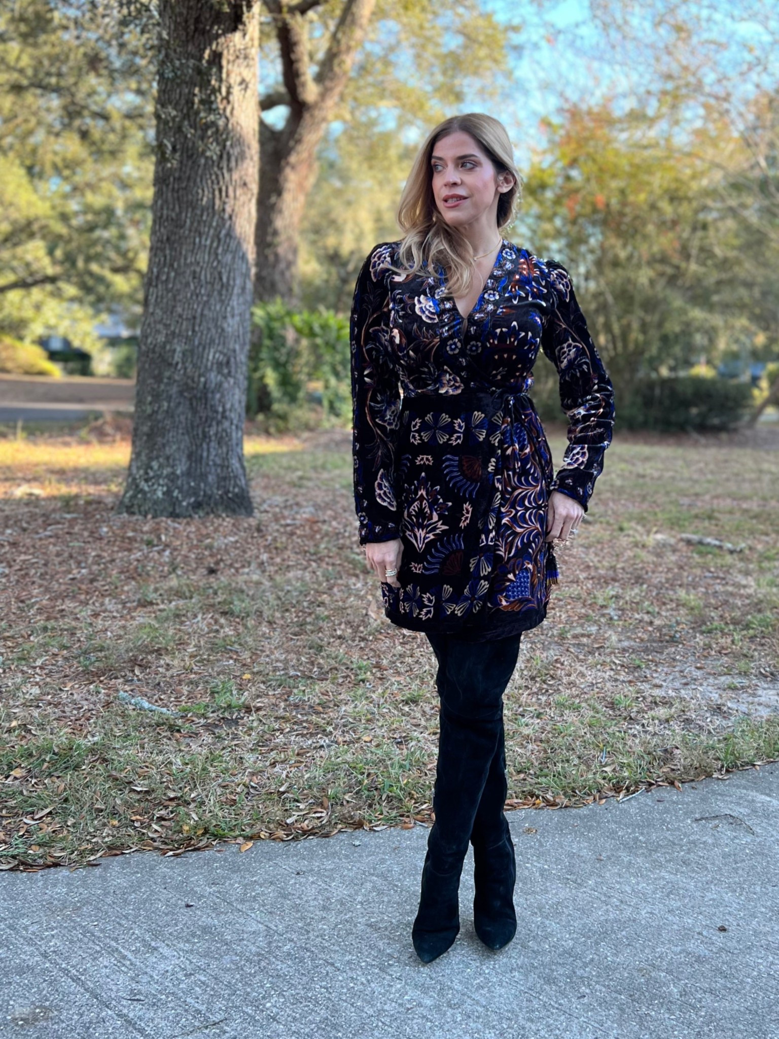 Velvet season is officially in session ✨ This wrap dress is giving luxe, feminine, and just-the-right-amount-of-drama — especially styled with these over-the-knee boots. Obsessed doesn’t even begin to cover it… linked on LTK  💫


#VelvetDress #WinterStyle #ChicAndEffortless #HolidayOutfit #DateNightReady #StyleCrush #OOTDstyle #ShopTheLook #LTKfashion #DressObsessed #OverTheKneeBoots #ElegantStyle #WardrobeFavorites #FashionInspo #BuyTheLook

#LTKdayinmylife #LTKootd #LTKHoliday