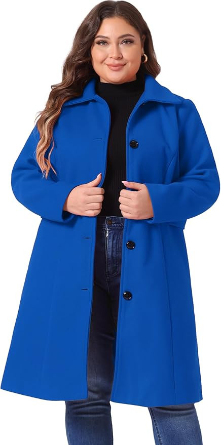 Agnes Orinda Women's Plus Size Single Breasted Belted Winter Long Coat | Amazon (US)