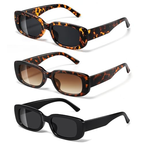 JASPIN Rectangle Sunglasses for Women Men Trendy Y2k Retro 90s Sun Glasses UV Protection Cool Square Frame | Amazon (US)