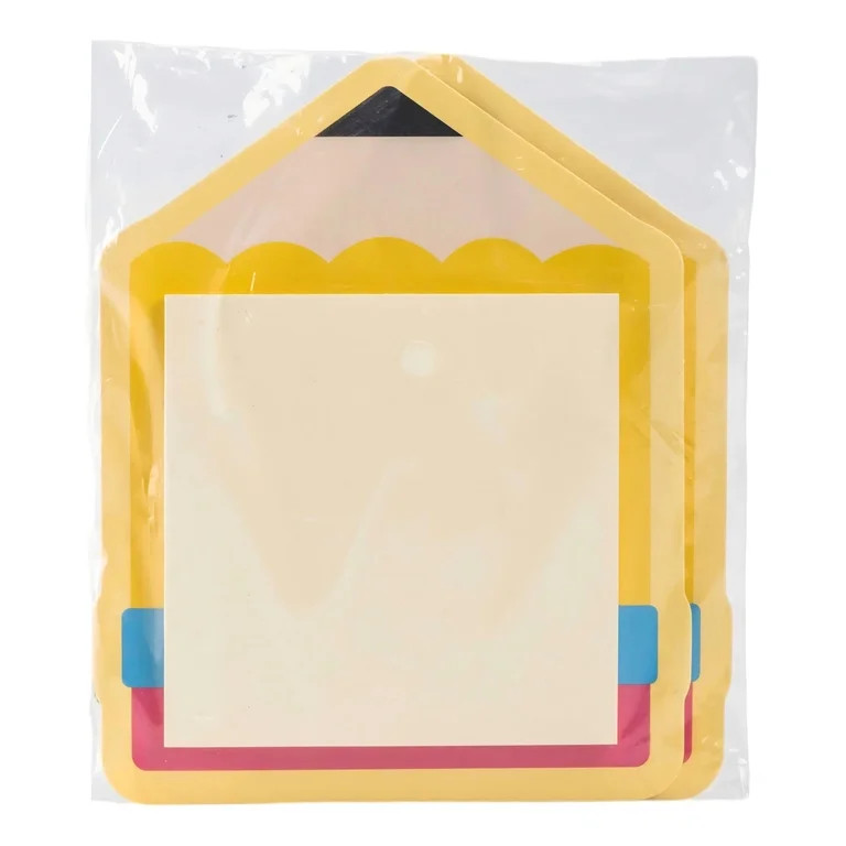 Pencil Shape Sticky Notes 30 Sheets, 2 count, 3.93 x 5 x 0.07 in, Teacher Appreciation Gift | Walmart (US)