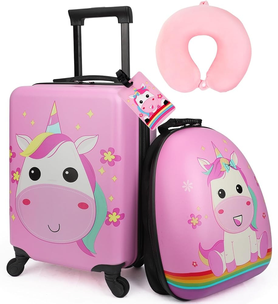 emissary Kids Luggage With Wheels For Girls, Unicorn Kids Luggage Set, Childrens Luggage For Girl... | Amazon (US)