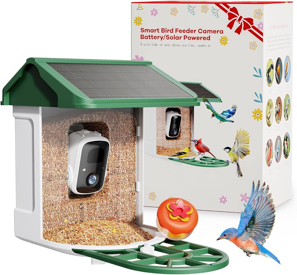 Bird Feeder with Camera-2K Live Video, Solar-Powered, Smart AI Identify Birds, 2L Food Capacity, ... | Amazon (US)