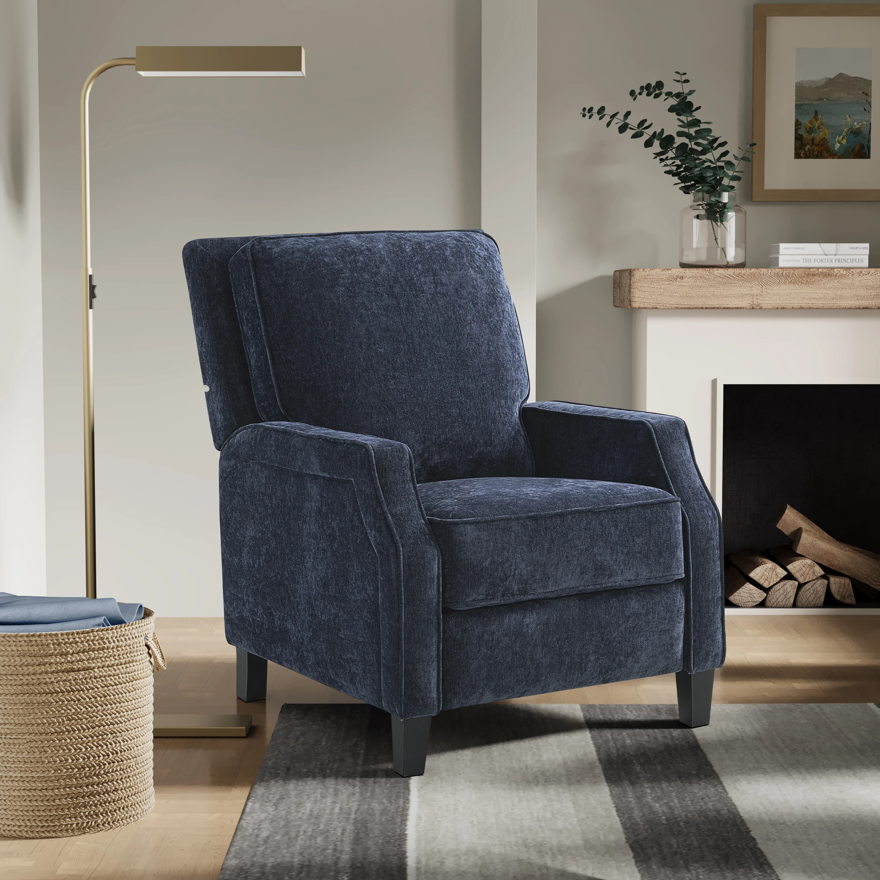 Relax-A-Lounger Sorrento Modern Push Back Recliner, Navy Blue Woven Fabric | Walmart (US)